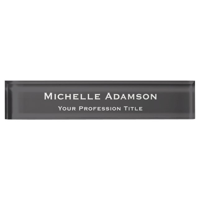 Porte-nom Pour Bureau Gris Couleur Professionnel Plat Moderne (Devant)
