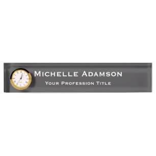 Porte-nom Pour Bureau Gris Couleur Professionnel Plat Moderne