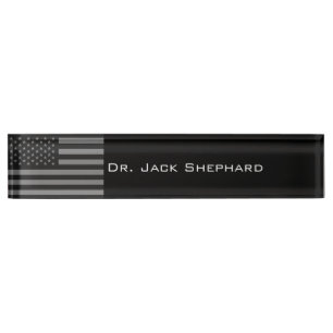 Porte-nom Pour Bureau Gris de noir de drapeau américain