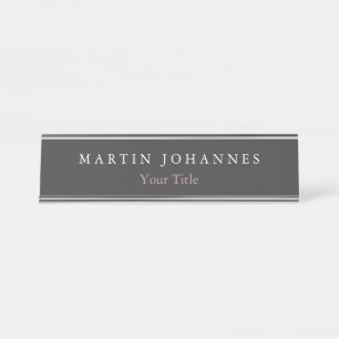 Porte-nom Pour Bureau Gris élégant minimaliste moderne
