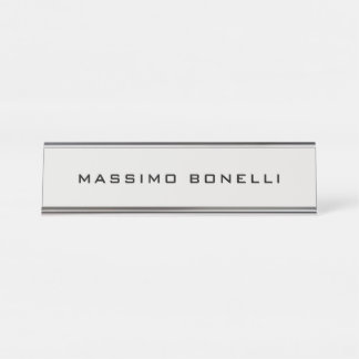 Porte-nom Pour Bureau Gris Platine Minimaliste Moderne Lisible