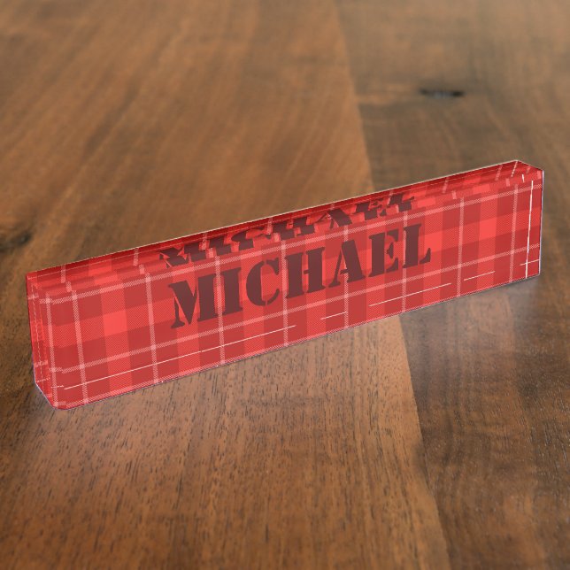 Porte-nom Pour Bureau HAMbWG - Red Tartan (Taille)