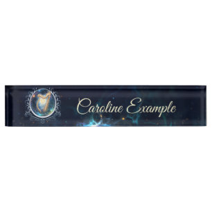 Porte-nom Pour Bureau Harpe céleste des cieux liés à la lune.