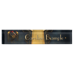 Porte-nom Pour Bureau Héraut de la Porte Dorée Le Pélican Nocturne