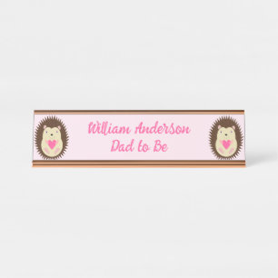 Porte-nom Pour Bureau Hérisson Bébé Fille Rose Mignon sur mesure