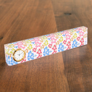Porte-nom Pour Bureau Hibiscus Coloré, Motif De Fleurs