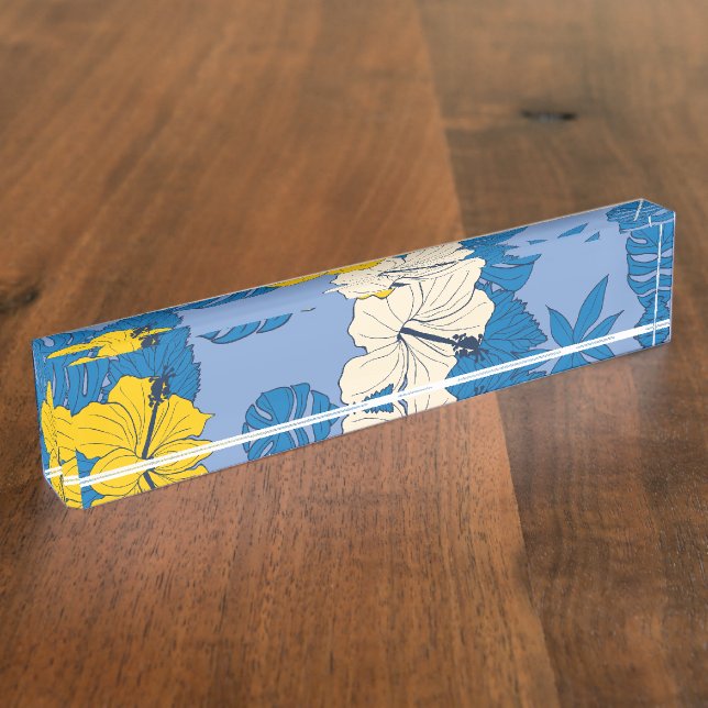 Porte-nom Pour Bureau Hibiscus fleurs et feuilles (Taille)