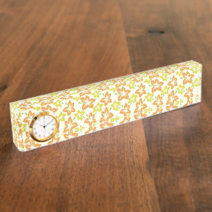 Porte-nom Pour Bureau Hibiscus Jaune, Hibiscus Orange, Modèle Floral