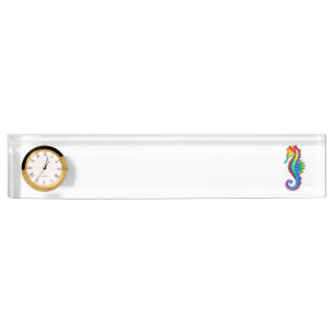 Porte-nom Pour Bureau Hippocampe polygonal arc-en-ciel