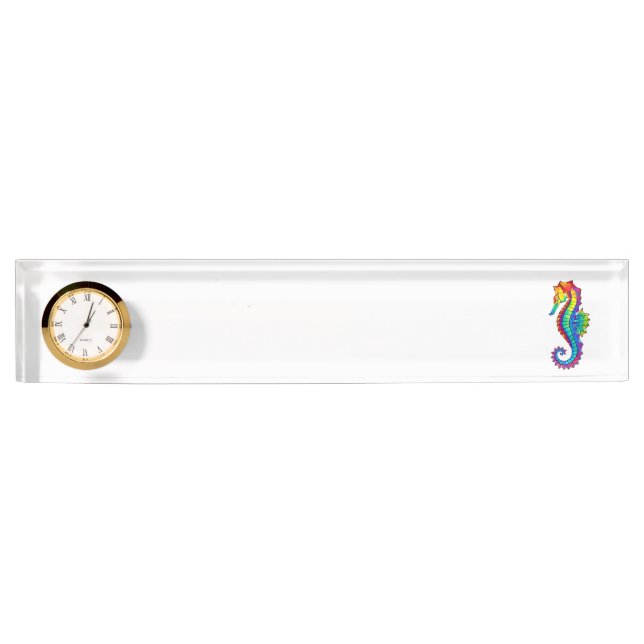 Porte-nom Pour Bureau Hippocampe polygonal arc-en-ciel (Devant)