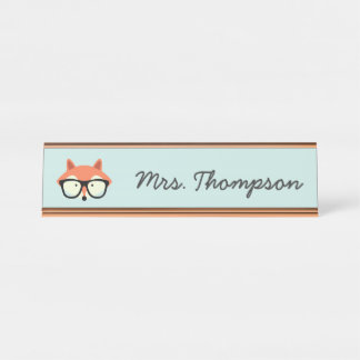 Porte-nom Pour Bureau Hipster Red Fox