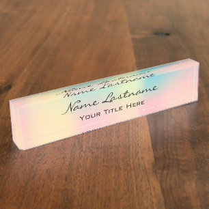 Porte-nom Pour Bureau Holographe de beauté Esthétique Rose rose