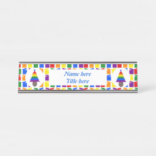 Porte-nom Pour Bureau Hommes gais Arbre de Noël arc-en-ciel et présente
