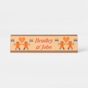 Porte-nom Pour Bureau Hommes Gay Noël Gingpain Couple Couple Personnalis