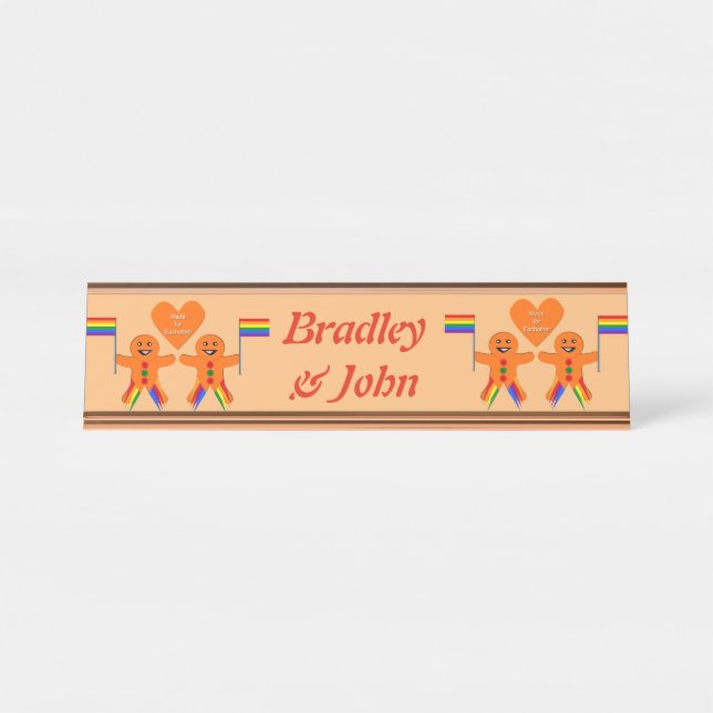 Porte-nom Pour Bureau Hommes Gay Noël Gingpain Couple Couple Personnalis (Devant)