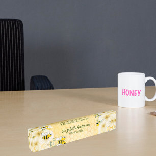 Porte-nom Pour Bureau Honecomb joyeux bosse bees florales patron babe fu