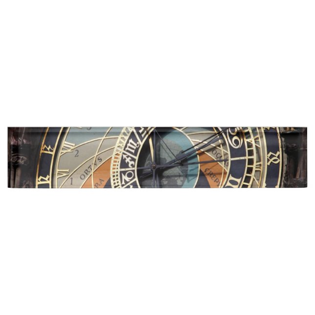 Porte-nom Pour Bureau Horloge Astronomique À Praque (Devant)