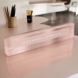 Porte-nom Pour Bureau Huile d'or rose | Blush Pink Foil Moderne
