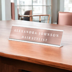 Porte-nom Pour Bureau Huile d'or rose   Blush Pink Foil Moderne