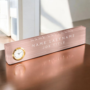 Porte-nom Pour Bureau Huile d'or rose Blush Pink Professionnel Moderne
