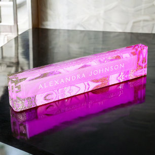 Porte-nom Pour Bureau Huile violette de luxe moderne en marbre