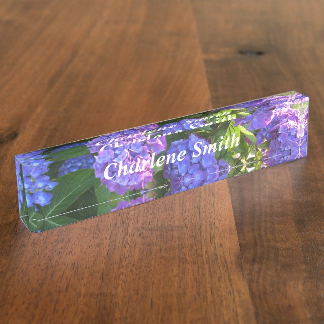 Porte-nom Pour Bureau Hydrangeas Violettes (Taille)