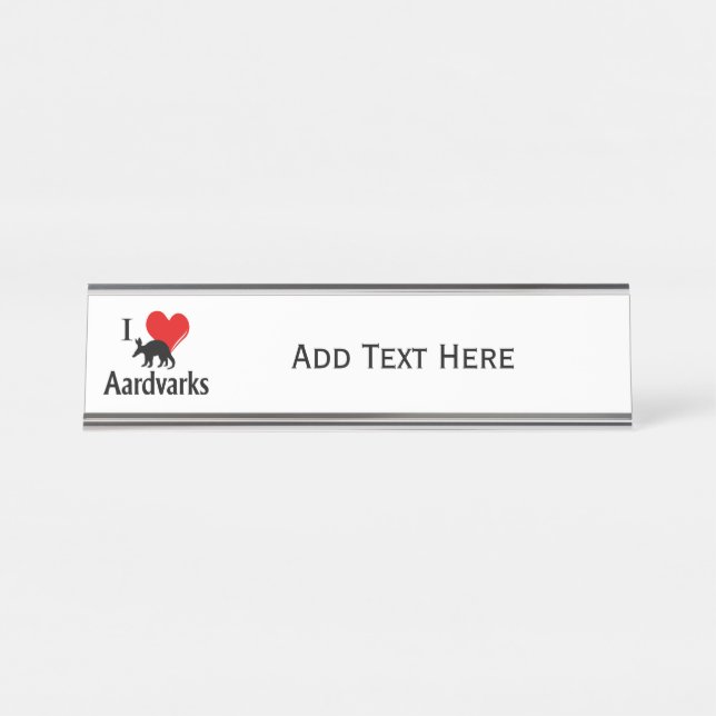 Porte-nom Pour Bureau I Heart Aardvarks (Devant)