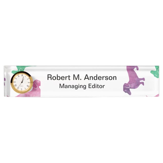 Porte-nom Pour Bureau Il pleut des teckels (Devant)