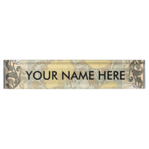 Porte-nom Pour Bureau illustration d'art pavot fleur jaune