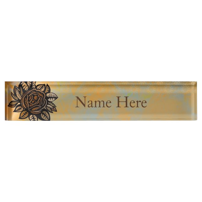 Porte-nom Pour Bureau Illustration de fleur (Devant)