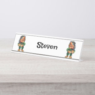 Porte-nom Pour Bureau Illustration de troll drôle scandinave aquarelle