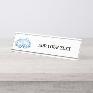 Porte-nom Pour Bureau Illustration des lunettes de ski personnalisée