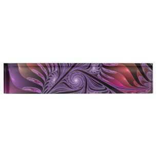 Porte-nom Pour Bureau Imaginaire coloré Abstrait Trippy Violet Fractal