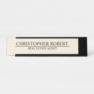 Porte-nom Pour Bureau Immobilier Minimaliste Blanc