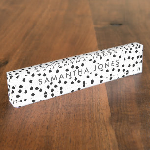 Porte-nom Pour Bureau Impression Dalmatienne noire et blanche personnali