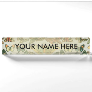 Porte-nom Pour Bureau Impression de motif de papillon de nuit vintage