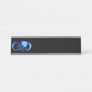 Porte-nom Pour Bureau Infini lumineux avec rose bleue