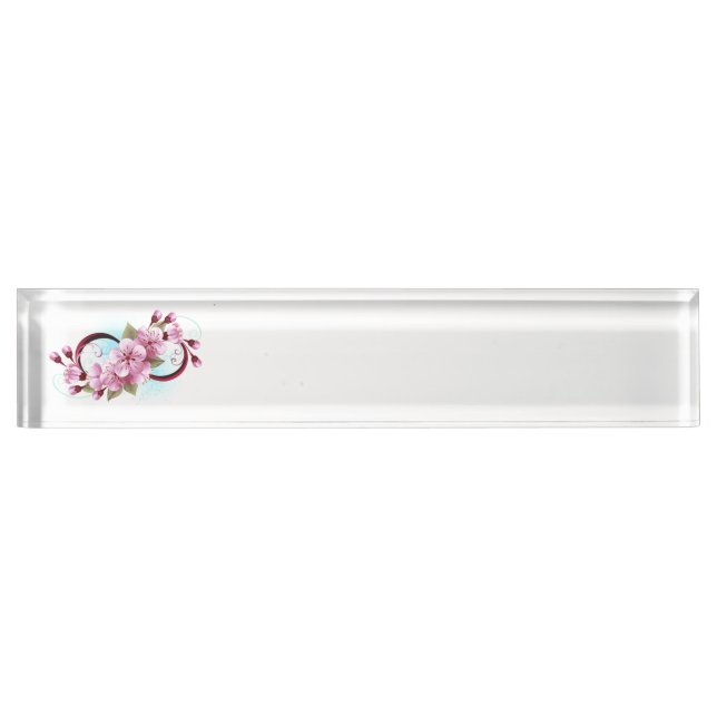 Porte-nom Pour Bureau Infinité avec les fleurs Sakura (Devant)