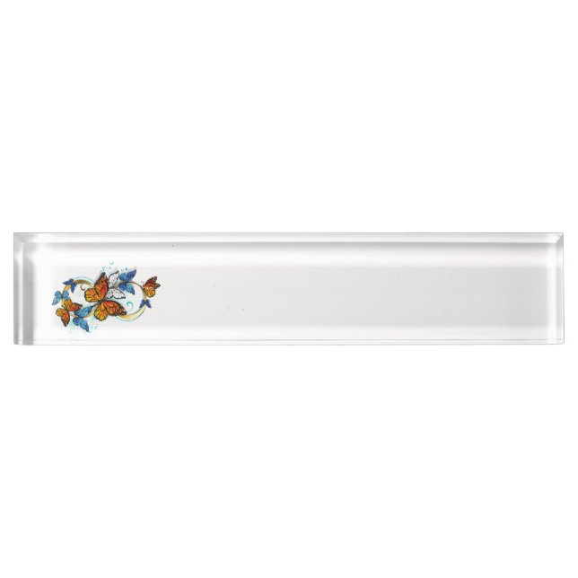 Porte-nom Pour Bureau Infinité de papillons monarques (Devant)
