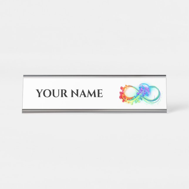 Porte-nom Pour Bureau Infinity avec Rainbow Jellyfish (Devant)