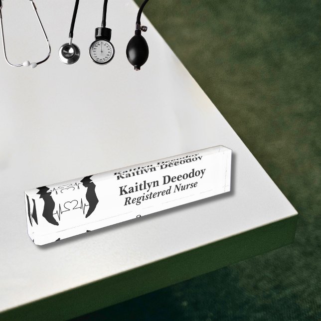 Porte-nom Pour Bureau Infirmière diplômée ID blanche (Créateur téléchargé)