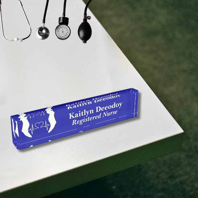 Porte-nom Pour Bureau Infirmière diplômée ID Bleue (Créateur téléchargé)