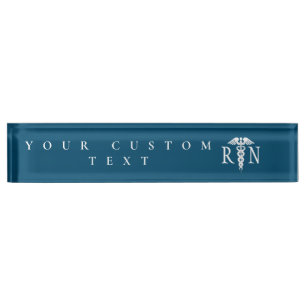 Porte-nom Pour Bureau Infirmière inscrite RN Caduceus Médicale Blue Mo