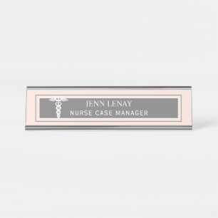 Porte-nom Pour Bureau Infirmière responsable Médicale Caduceus Blush P