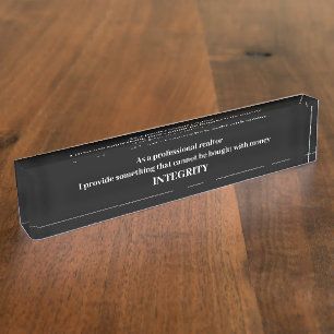 Porte-nom Pour Bureau Intégrité professionnelle de vrai agent immobili