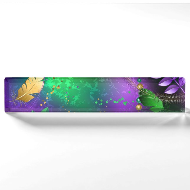Porte-nom Pour Bureau Iridescente mardi gras arrière - plan avec perles (Devant)