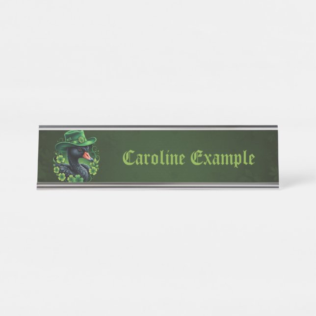Porte-nom Pour Bureau Irish Elegance, le cygne noir de St Patrick (Devant)