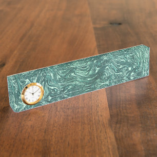Porte-nom Pour Bureau Jade texturé et teintes vert cyanique