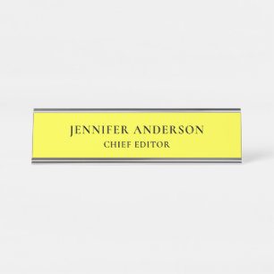 Porte-nom Pour Bureau Jaune Citron Professionnel Moderne Uni Minimaliste