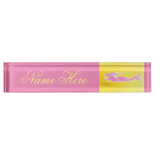 Porte-nom Pour Bureau jaune mermac rose